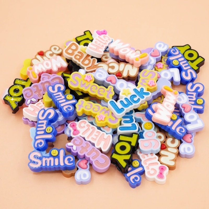 Resin Art Alphabet - 귀여운 플랫 백 와우 행운의 아기