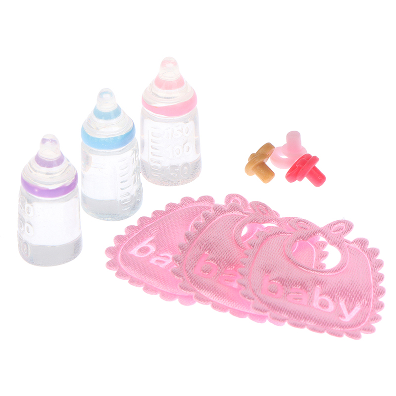 1:12 인형 집 미니어처 젖병 젖꼭지 턱받이 세트,  - Resin Art Baby 리뷰 및 가격