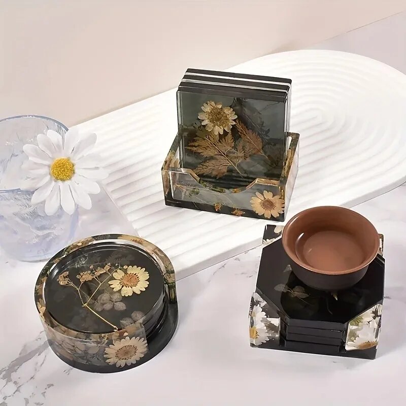 코스터 수지 금형 세트에는 1pc 코스터 보관 상자 금 - Resin Art Case 리뷰 및 가격
